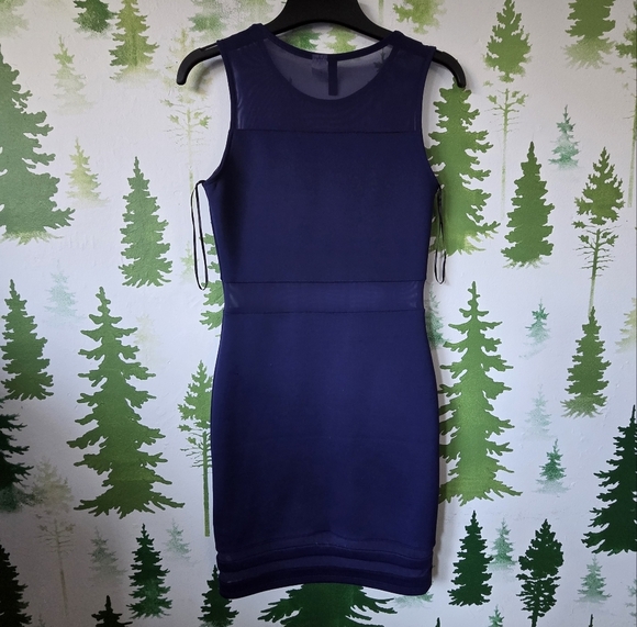H&M Blue Mesh Panel Sleeveless Bodycon Dress - Picture 2 of 7